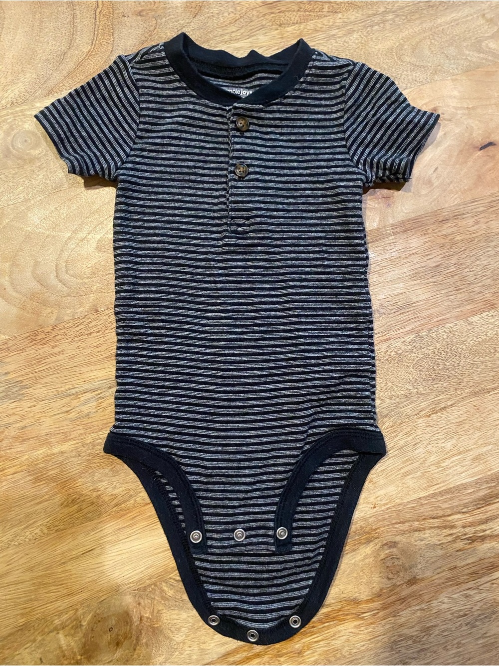 Striped Short-Sleeve Baby One-Piece Bodysuit in Black and White
